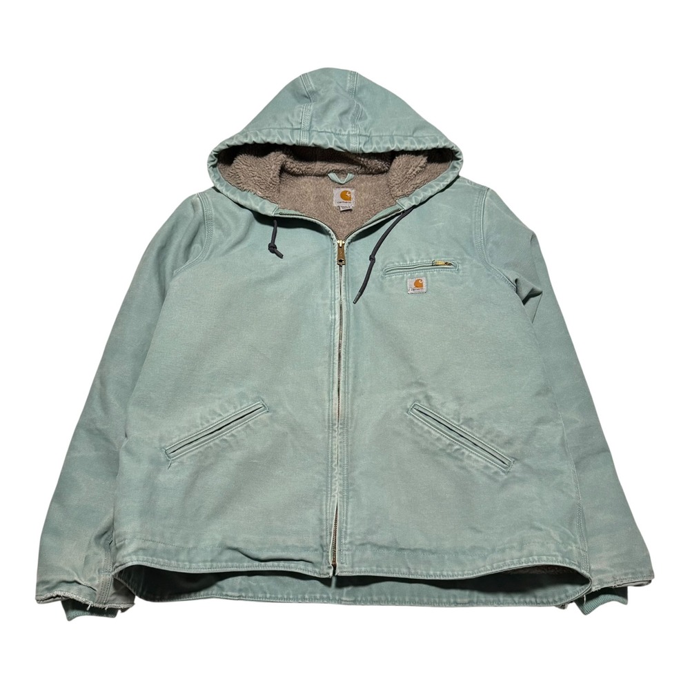Carhartt‎ WJ141 454 Seaglass Sherpa Lined Hooded Detroit Jacket Women's XL FLAW